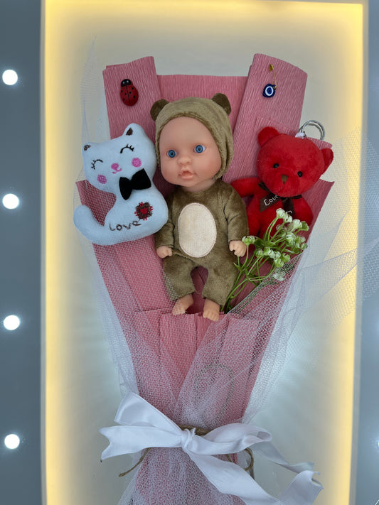 🧸👶 Sevimli Bebek ve Peluş Buketi – Özel ve Anlamlı Hediye! 🎁💜