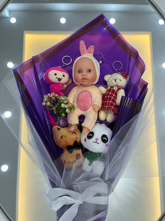 🧸👶 Sevimli Bebek ve Peluş Buketi – Özel ve Anlamlı Hediye! 🎁💜